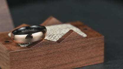 The Meridian - Polished Rose Gold Tungsten Ring (6mm)