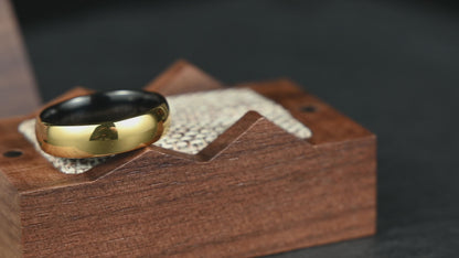 The Meridian - Polished Gold Tungsten Ring (6mm)