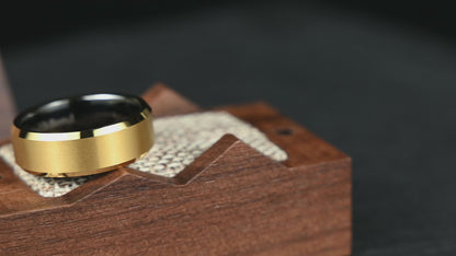 The Apex - Brushed Gold & Black Tungsten Ring (8mm)