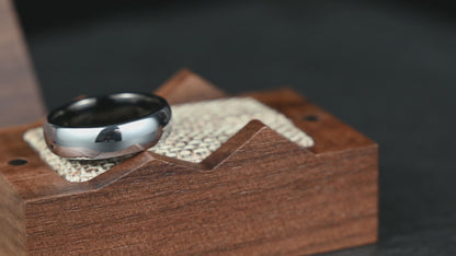 The Meridian – Polished Silver Tungsten Ring (6mm)