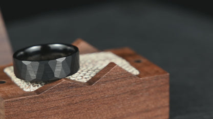 The Crucible - Hammered Black Tungsten Ring (8mm)
